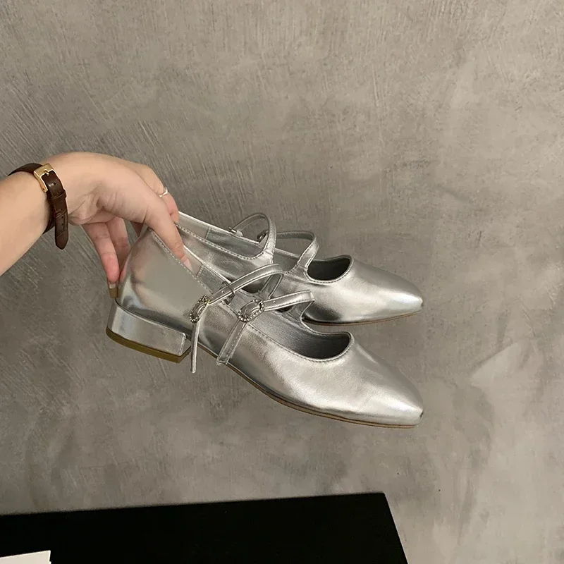 Crystal Women Pumps Fashion Girls Shallow Buckle Soft Leather Mary Jane Shoes Ladies Elegant Low Heel Shoes image 6