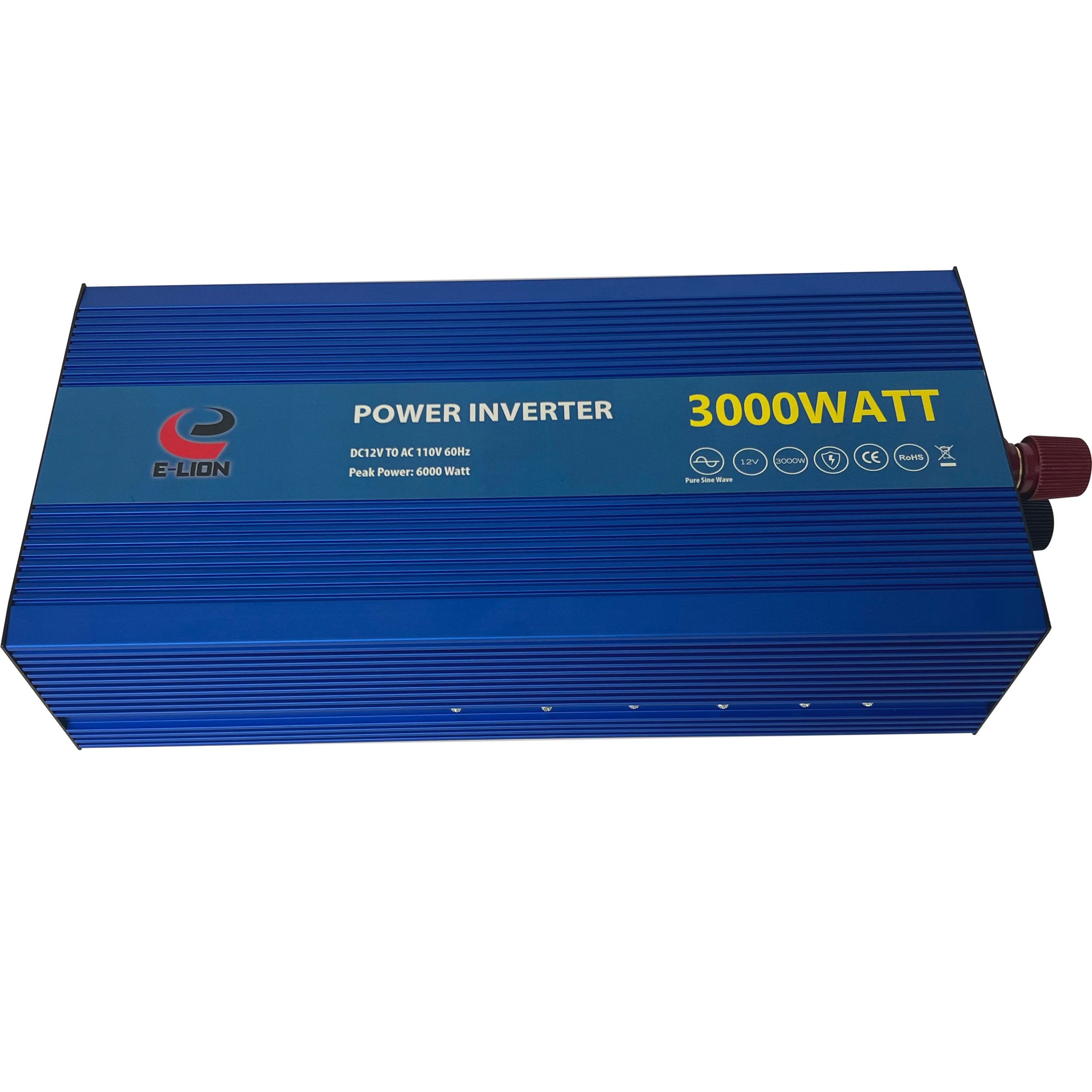 E-LION 3000W Pure Sine Wave inverter DC12 V or DC 24 V input to AC 110V 60 Hz output with USB and LCD remote..