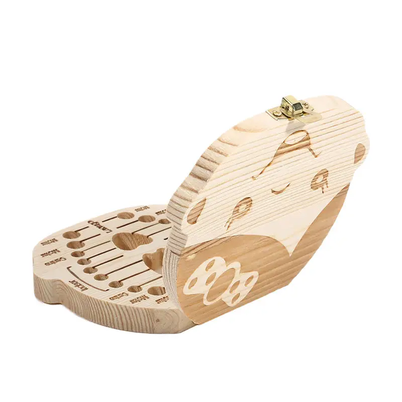 

Wooden Teeth Collect Storage Case Baby Milk Tooth Box for Boys Girls Umbilical Save Case English Souvenirs Gifts Keepsakes