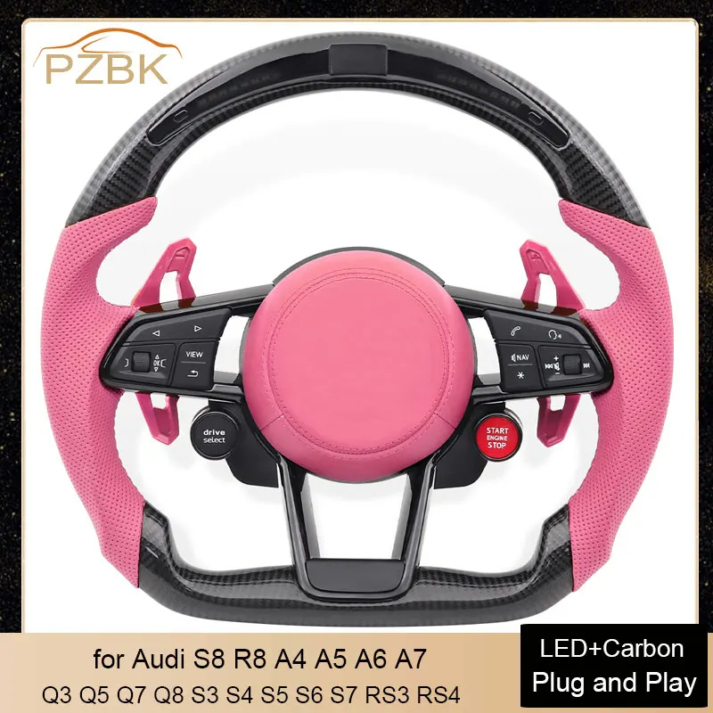 Modify Car Steering Wheel Start Engine Button for Audi RS A3 A4 A5 A6L Q5 Q7 A7 S8 R8 Q2 Q3 S4 S5 S7 B8 TT LED Carbon Full Set