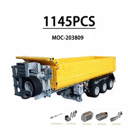 MOC-203809 1:21 Dump Semi Trailer Tractor Retractable Euro Low Loader 1145 Pieces Building Block Toy Model Birthday Gift for Kid