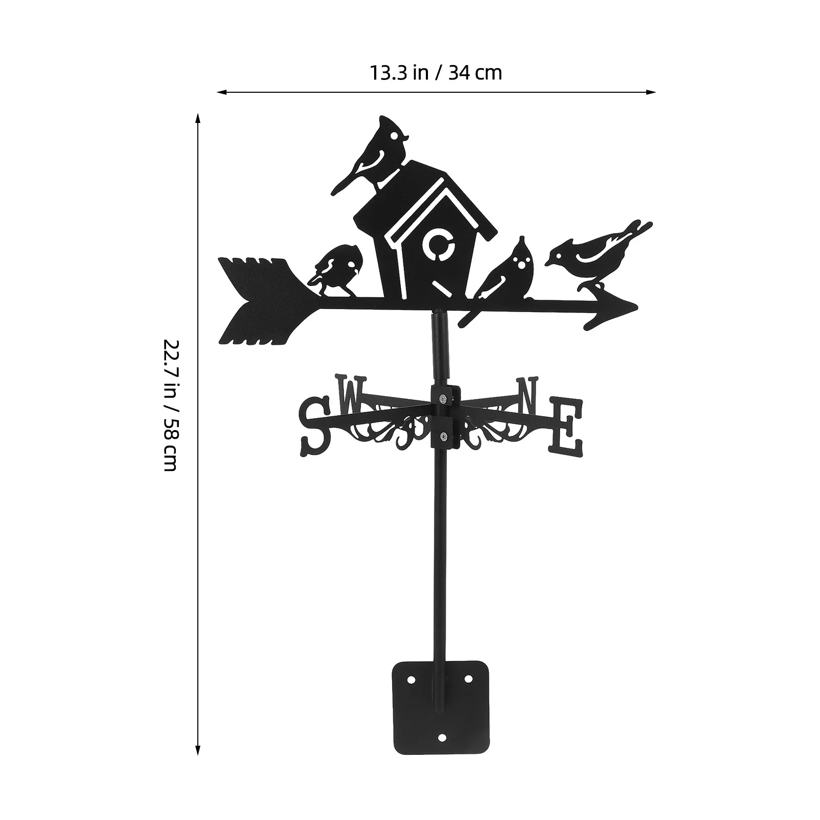 Outdoor Metal Birdhouse Weathervane Iron Wind Direction Indicator Decorative Garden Yard Roof Weather Vane Measurement Tool view 2