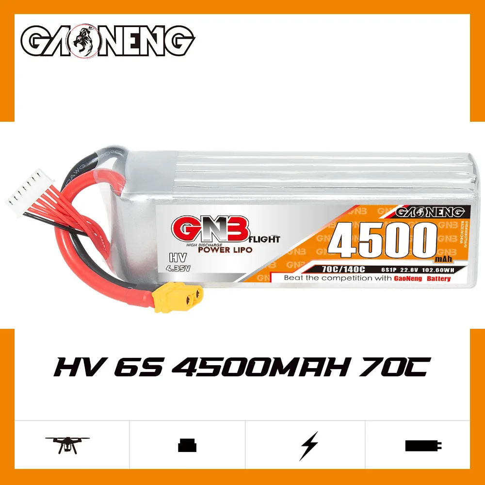 

HV MAX 140C GNB 22.8V 4500mAh Lipo Battery For FPV Drone RC Helicopter Car Boat Tank UAV Part With XT90S 6S 22.8V Battery