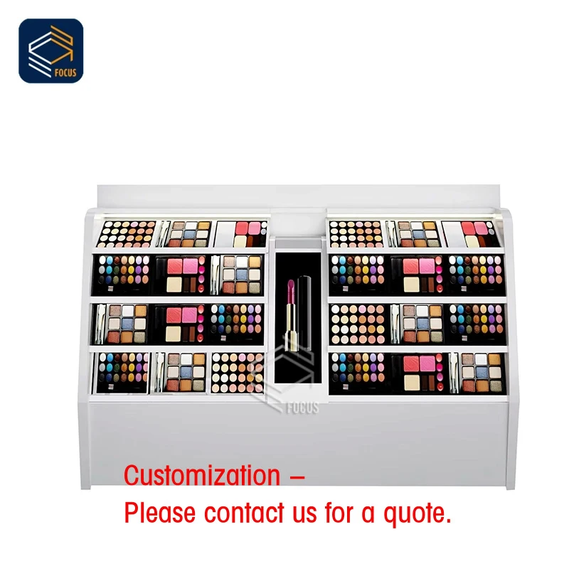 custom.Customizable Retail Makeup Display Stand White Counter Organizer Multiple Compartments Lipsticks Cosmetics Showcase