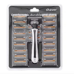 21 Blades Men Shaver Manual Razor Body Hair Cutting Beard Shaving Bikini Trimmer Three Layer Barber Shaver Multi Head Changeable