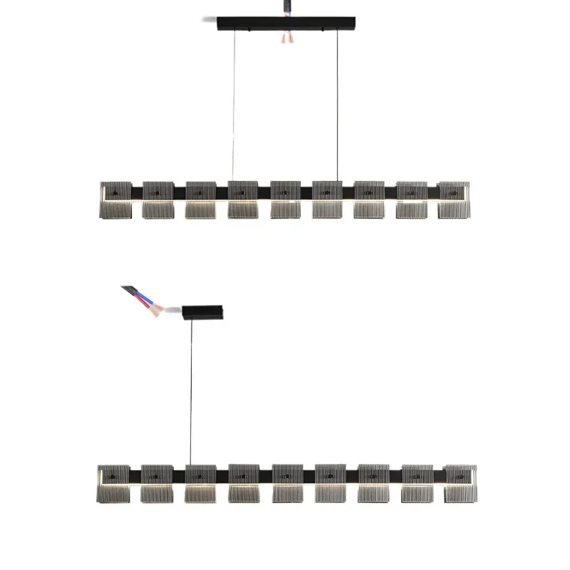 

Italian minimalist restaurant chandelier, Nordic fashion black high-end bar island table one-word strip light
