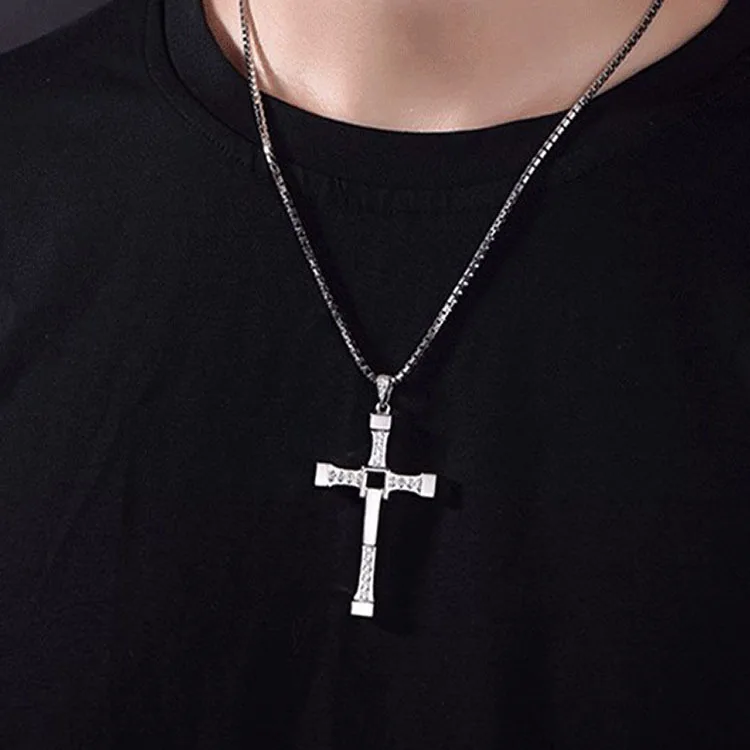 Men\'s Fashion Zircon Cross Pendant Necklace Chain for Men Friend Gift Hip-hop Punk Party Faith Jewelry Accessories Collar Hombre