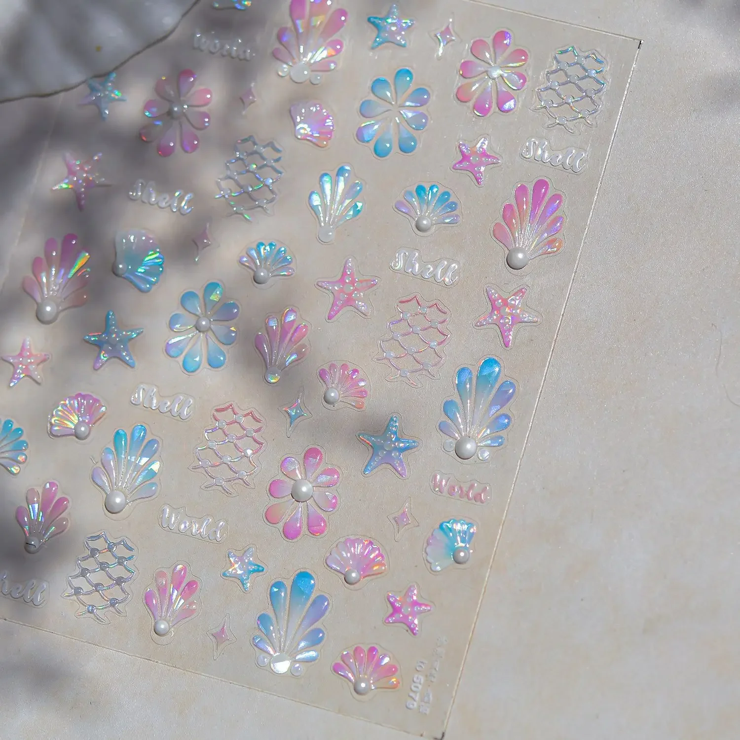 Sonho concha vieira estrela do mar concha coral água-viva cavalo marinho rosa vermelho bowknots 5d etiqueta da arte do prego auto adesivo manicure decalque