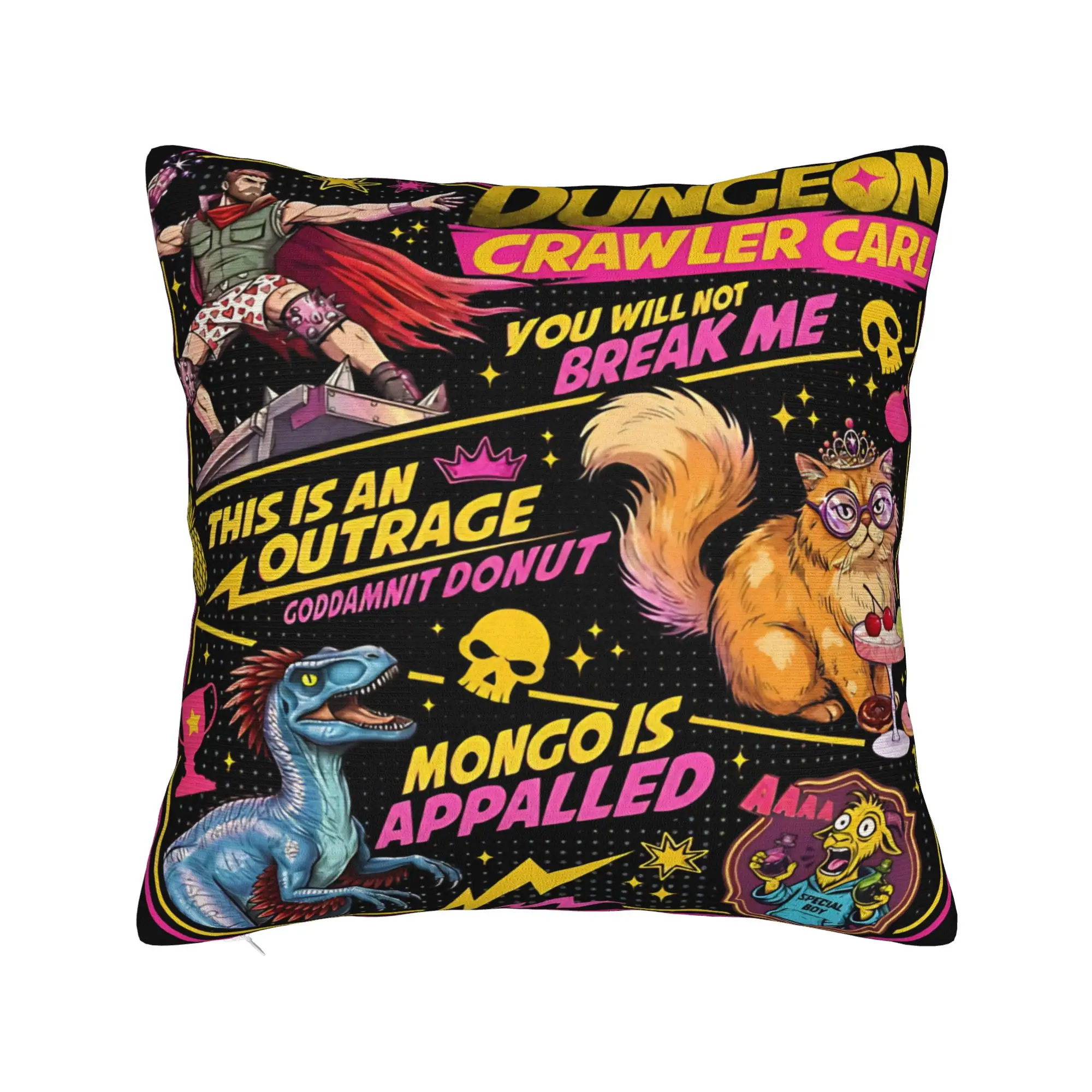 Carl And The Princess Donut and Mongo Dungeon Crawler Carl  Pillowcases Merchandise  Cushion Cover  Pillow Covers Home Decor