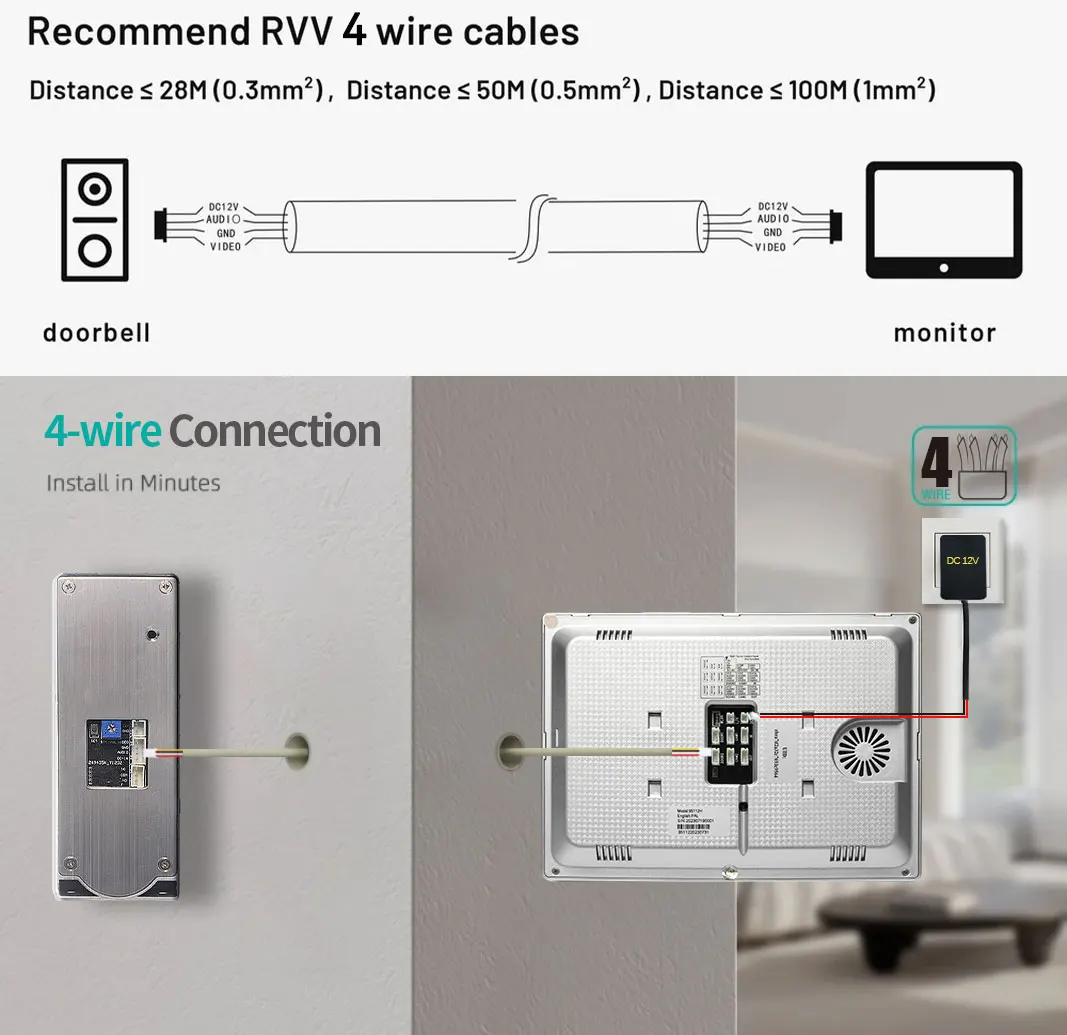 투야 스마트 비디오 초인종 10인치 터치 모니터 1080P 비디오폰 초인종 가정용 아파트 도어락 잠금 해제 인터콤 시스템