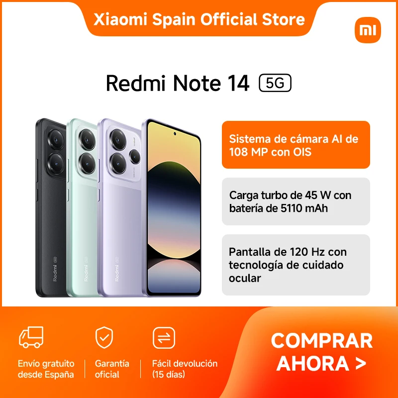 Official | Redmi Note 14 5G 108 MP AI camera system with OIS 45 W turbo charge with 5110 mAh battery 120 Hz screen with eye care technology