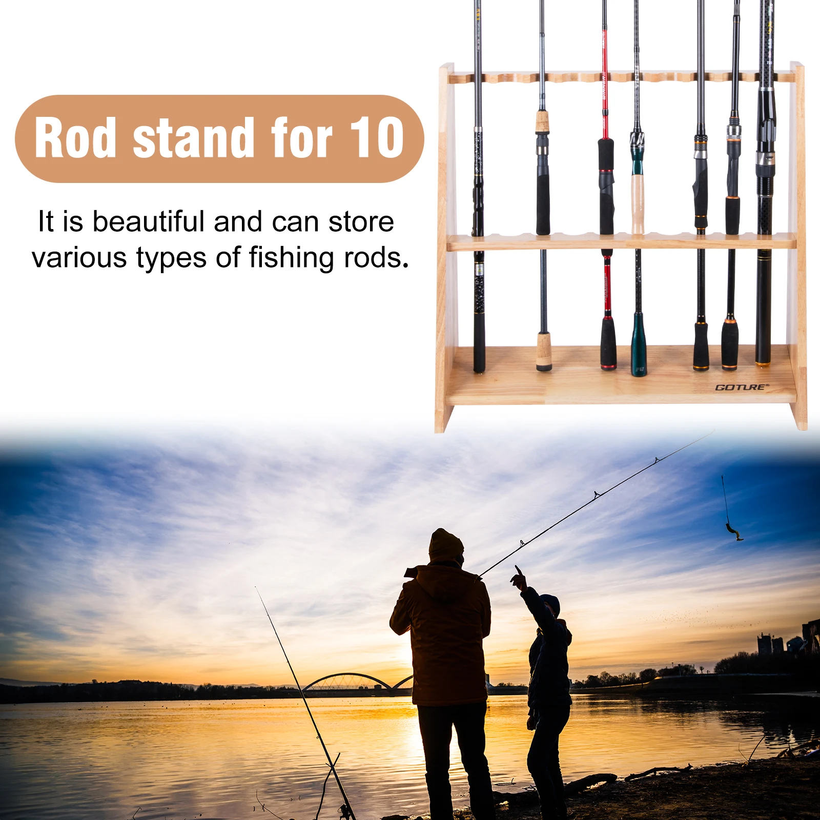 Goture Fishing Rod Holders Golf Billiards Rods Racks for Garage Fishing Rod Display Stand Fixed Frame Tackle Accessories Storage