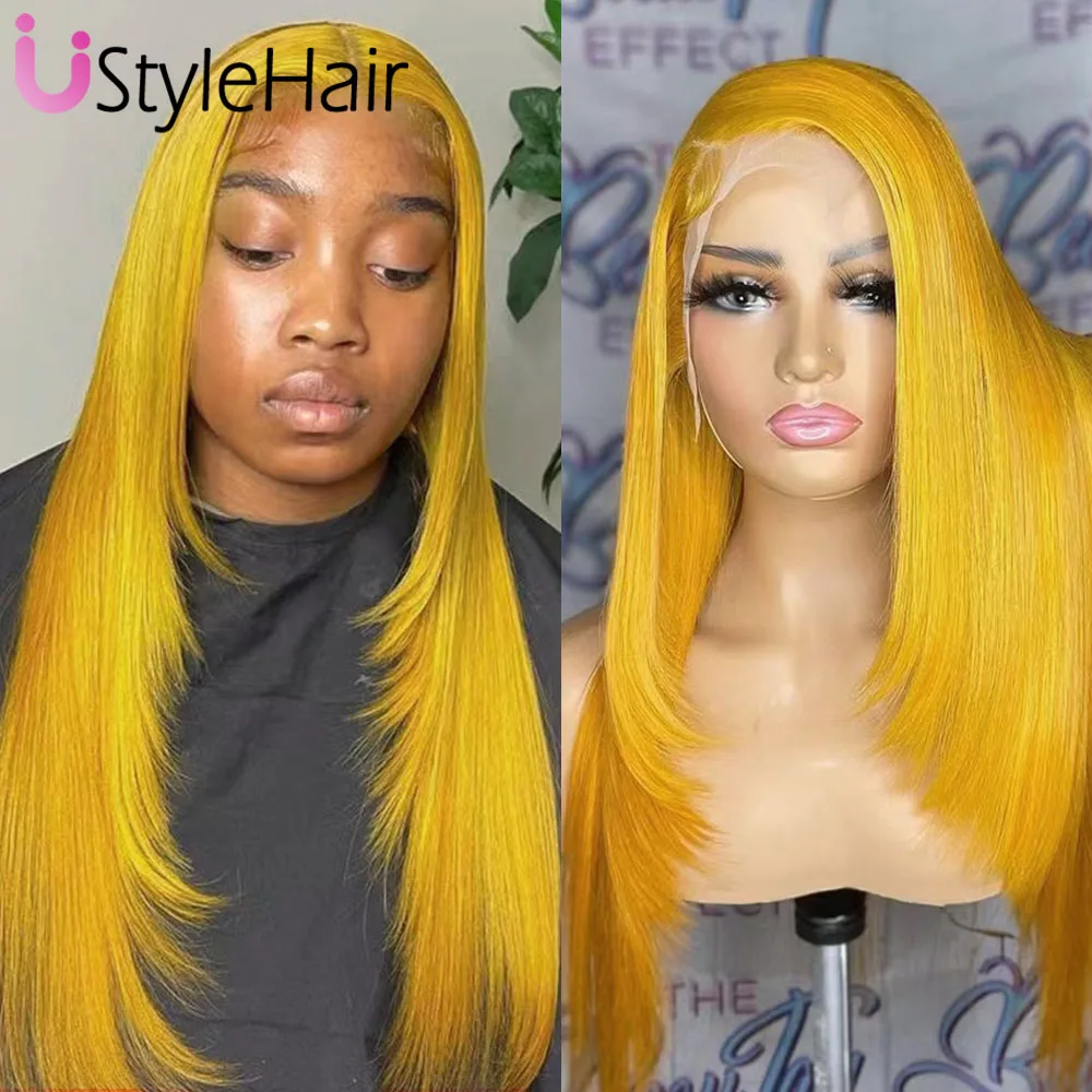 Парик UStyleHair с 613 корнями Омбре коричневый для женщин длинный шелковистый прямой многослойный срез светлый кружевной фронтальный парик термостойкий синтетический