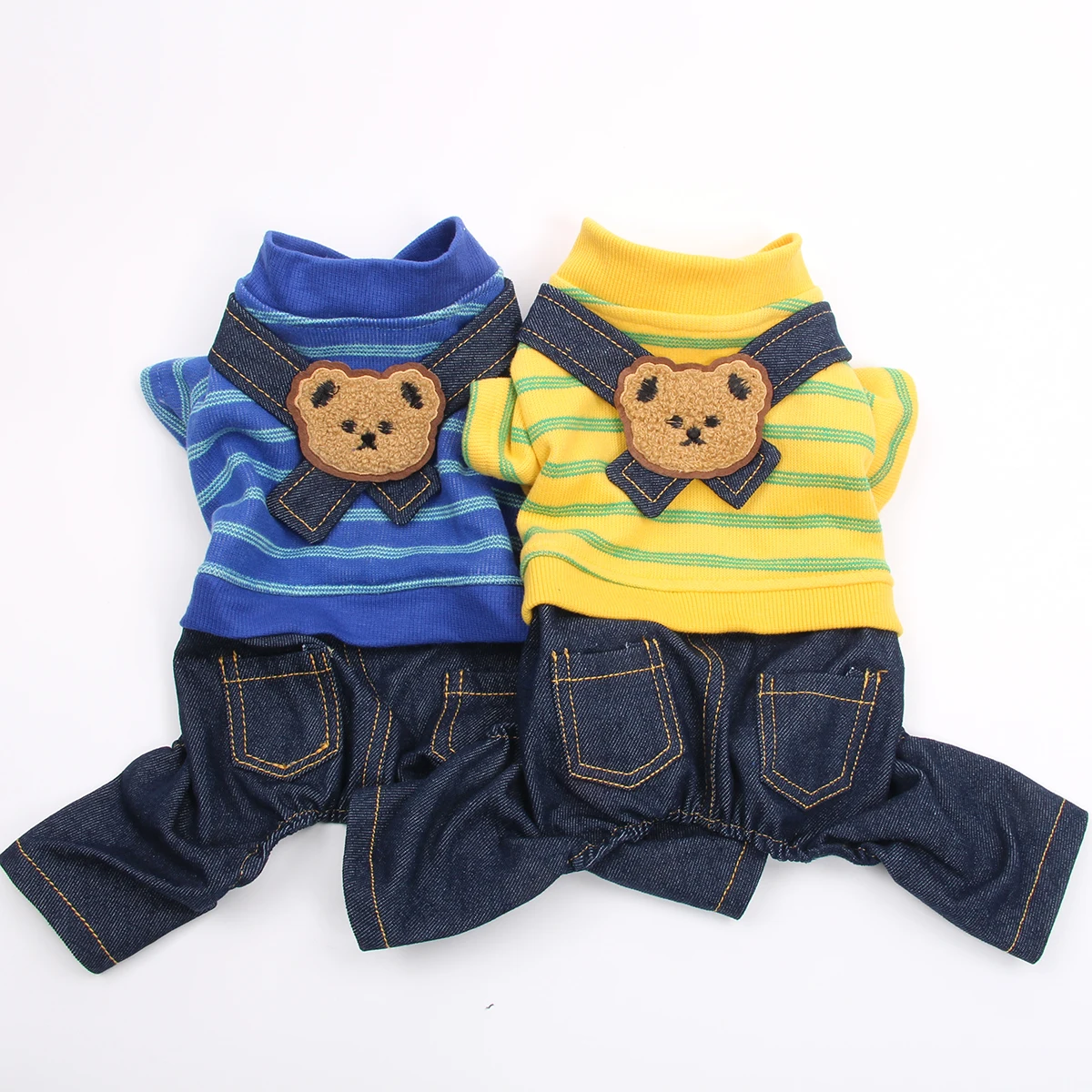 Dog Cat Jumpsuit Hoodie Striped&Bears Design Pet Puppy Coat Jacket Autumn/Winter Clothes Apparel