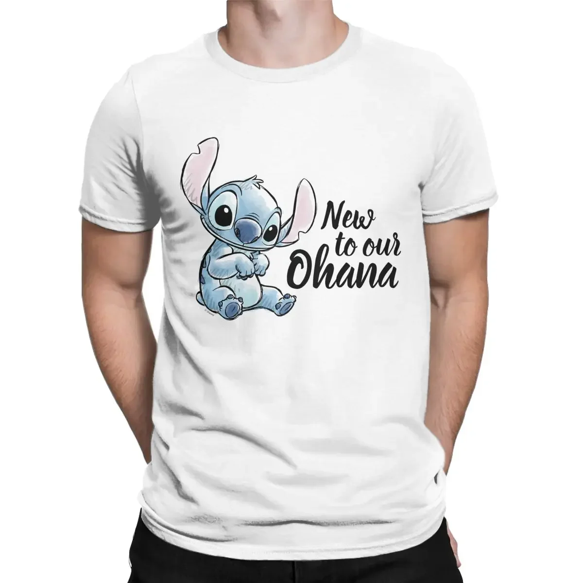 Men's Lilo & Stitch New To Our Ohana Baby T Shirt 100% Cotton Clothes Novelty Short Sleeve Crewneck Tee Shirt Plus Size T-Shirt