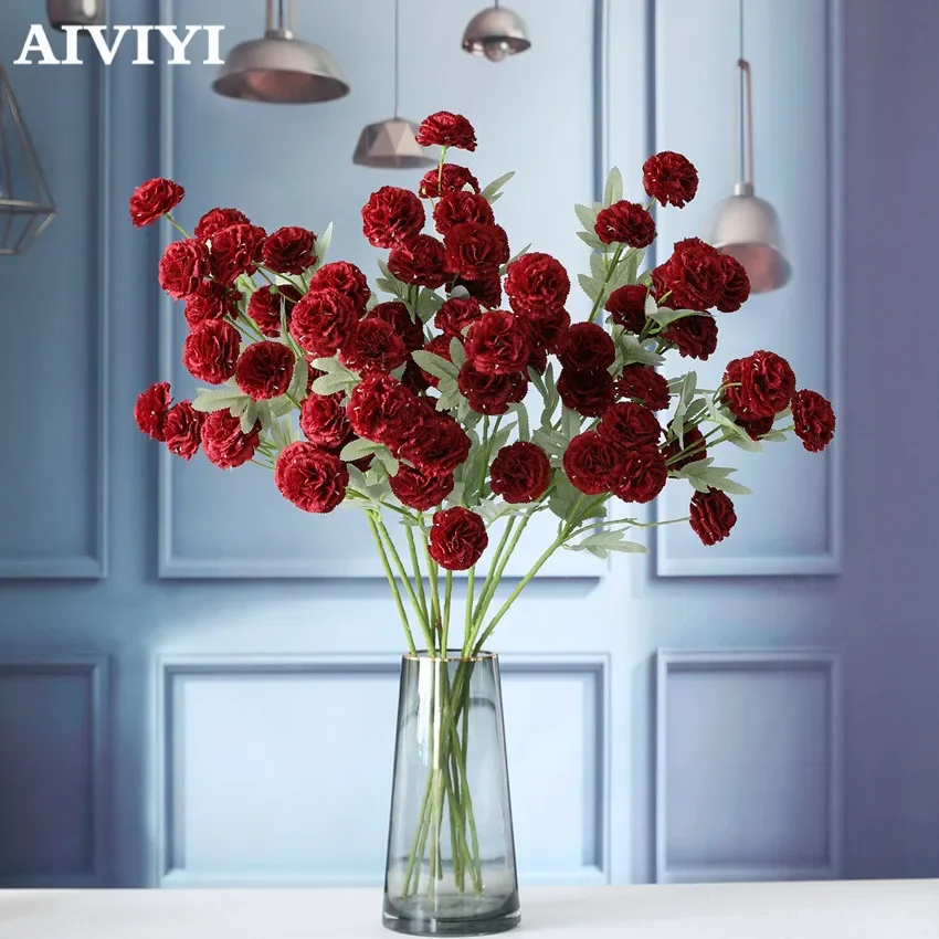 Oil Painting Color Carnation Christmas Decorations for Wedding Home Decor Artificial Flowers Craft Party Garden Desktop Decor