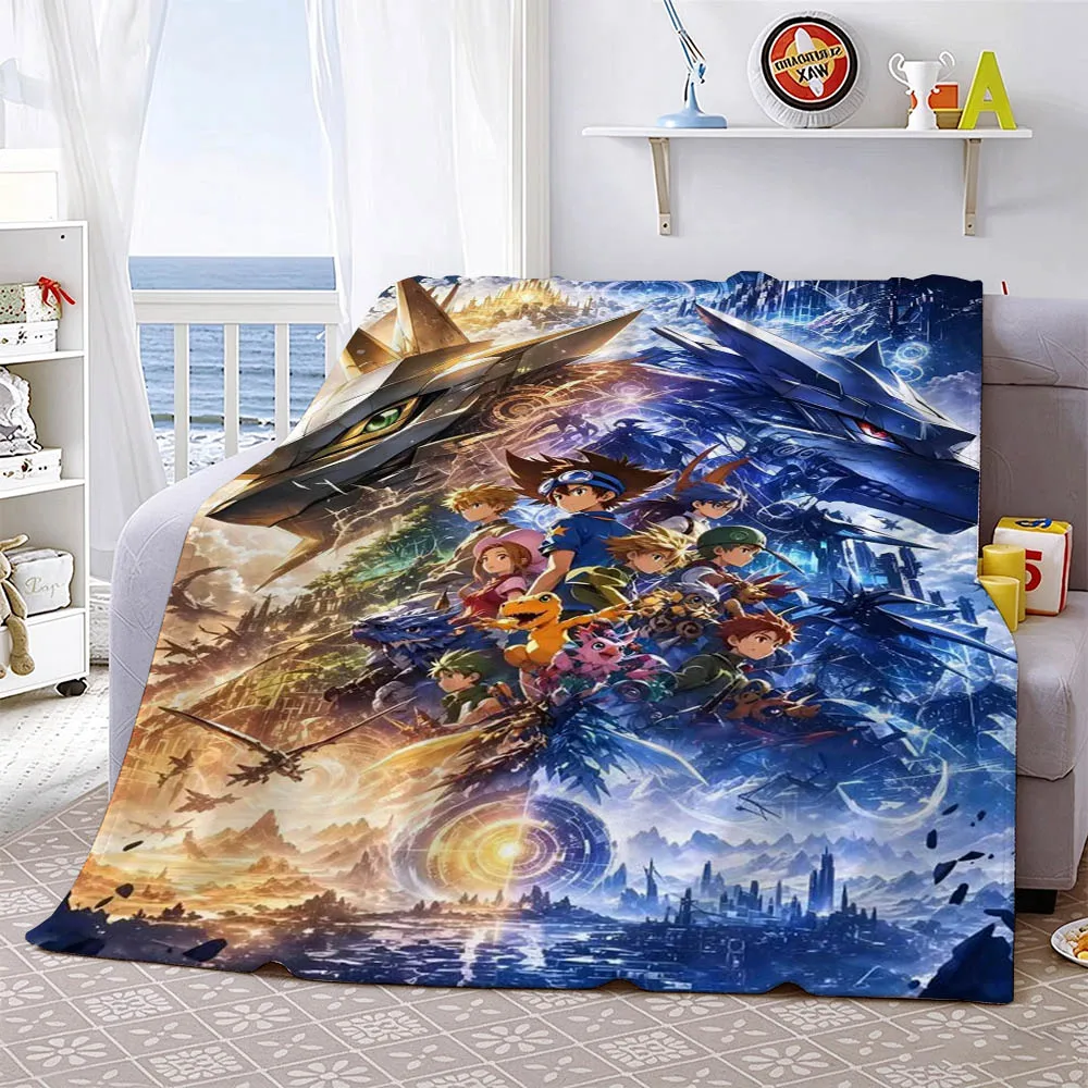 Cartoon D-Digimon A-Adventure Angewomon Flannel Blanket Soft Throw Art For Wall Home Decor Bedroom Sofa Naps Picnic Gift Present