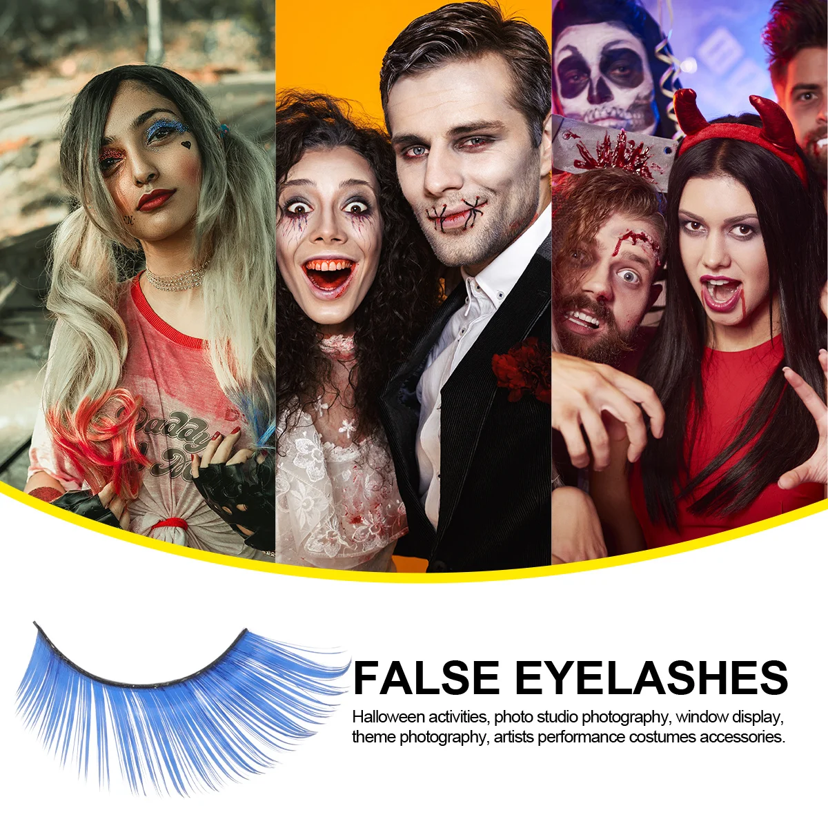 رموش الأداء الرموش الصناعية تصميم منحني قابل لإعادة الاستخدام لحفلة الهالوين أدوات مكياج أداء المسرح #3