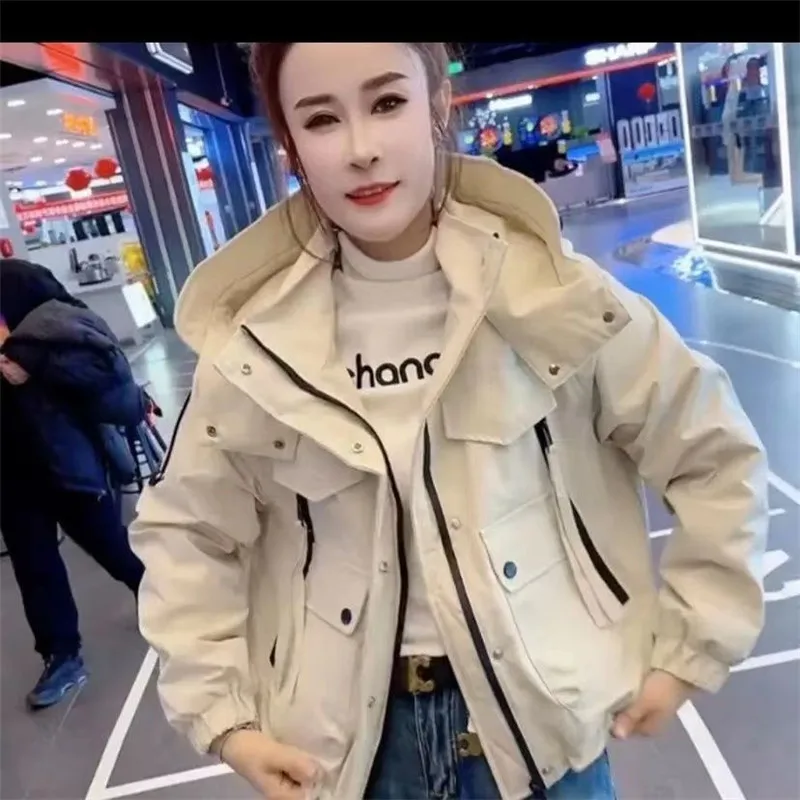 

Explosions Women's Fashion Western-style Coat Tooling Short Jacket 2025 Spring New Korean Female Loose Popular Overcoat