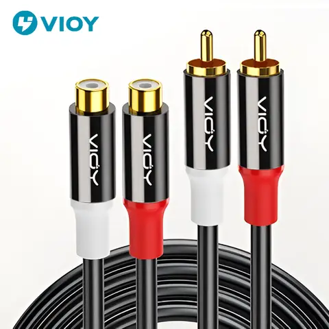 RCA 스테레오 오디오 연장 케이블 이중 차폐 2RCA 남성 2RCA 여성 분배기 케이블 앰프 스피커 DVD TV 등
