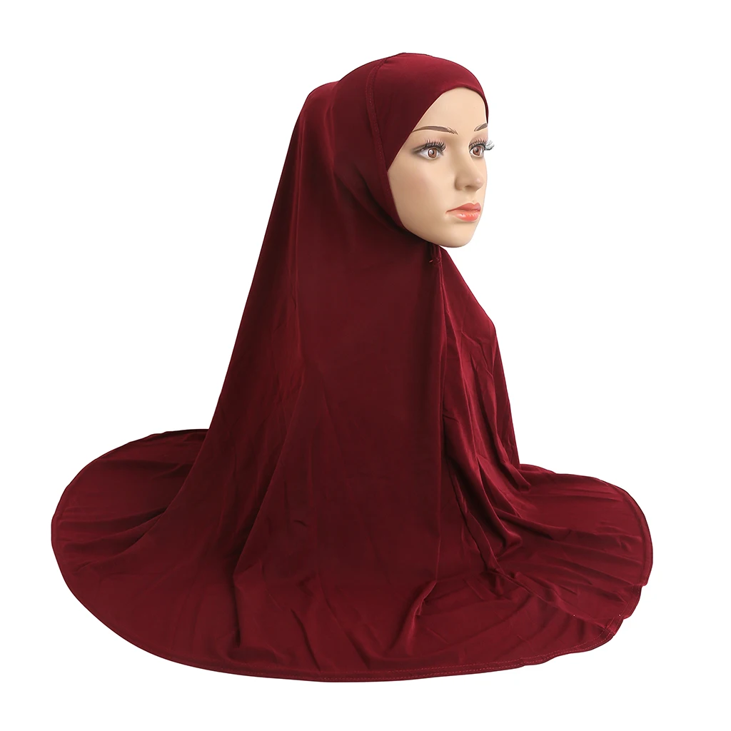 H023 Adults good size 90*80cm plain pray hijab muslim hijab scarf islamic headscarf hat armia pull on headwrap