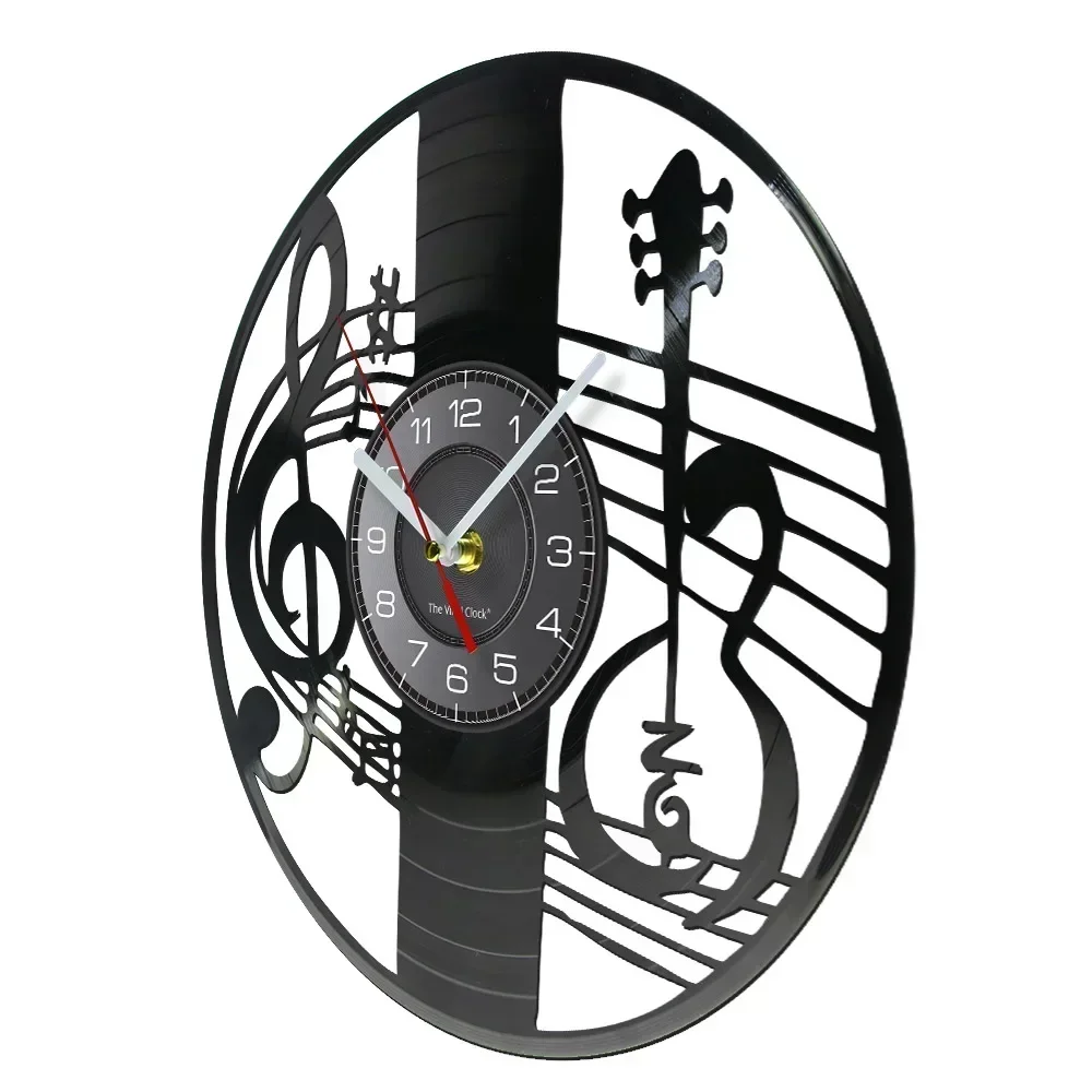 Treble Clef Music Note Wall Art Wall Clock Musical Instrument Violin Key Vinyl Record Wall Clock Classical Music Home Decor Gift