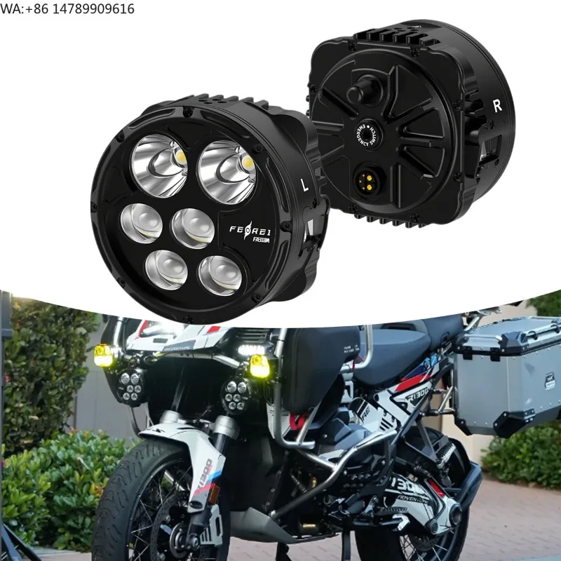 Quick-Release Auxiliary LightsMultiple Lighting Modes High/Low Beam Front Spot Fog Lamps Dimmable 300W Professional LED Motorcyc