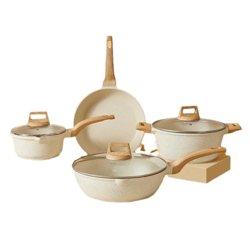 

Aluminum Granite Cookware 7 Piece Set Induction Chassis Pot Kitchen Nonstick Ceramic Coating