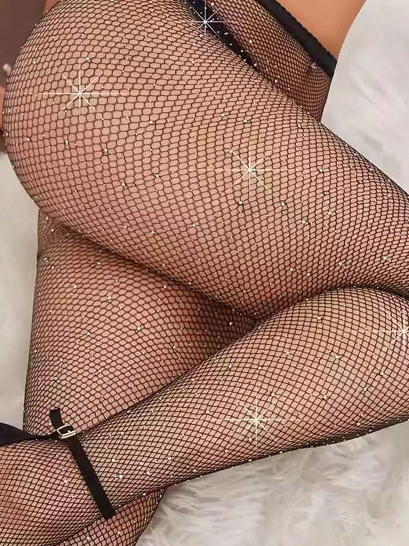 1 قطعة المرأة السوداء لامعة غرامة شبكة جوارب طويلة الترتر حجر الراين تصميم رقيقة جدا سليم صالح موضة مثير نمط شبكة صيد السمك الجورب