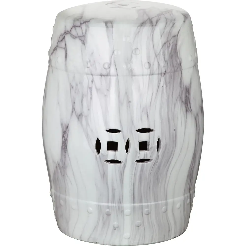 Elegant Jade-Toned Ceramic Garden Stool with White Glaze