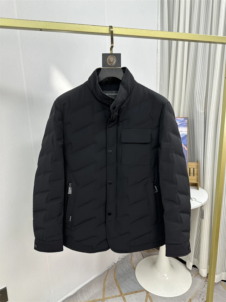 

Men's Winter Busin Casual Stand Collar down Jaet 90 Feather Warmth Cold Resistant Top Zipper Decoration Nylon Fabric