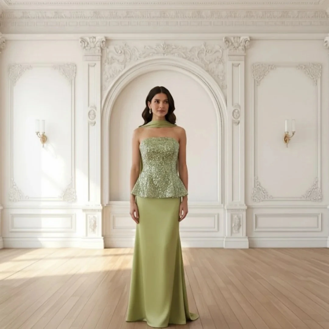 

Chiffon Sequins Long Bespoke Occasion Gown Evening Dresses Pastrol Unisex Jersey Retro Dubai Saudi Arabic Prom Customized