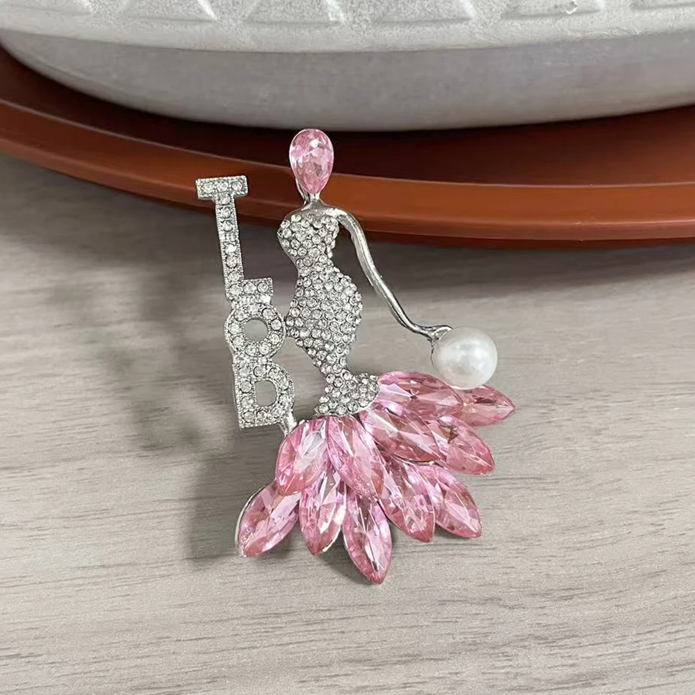 إثارة حجر الراين الوردي مجموعة أعلى السيدات من التميز TLOD دبوس المرأة الاجتماعية بروش معدني مجوهرات