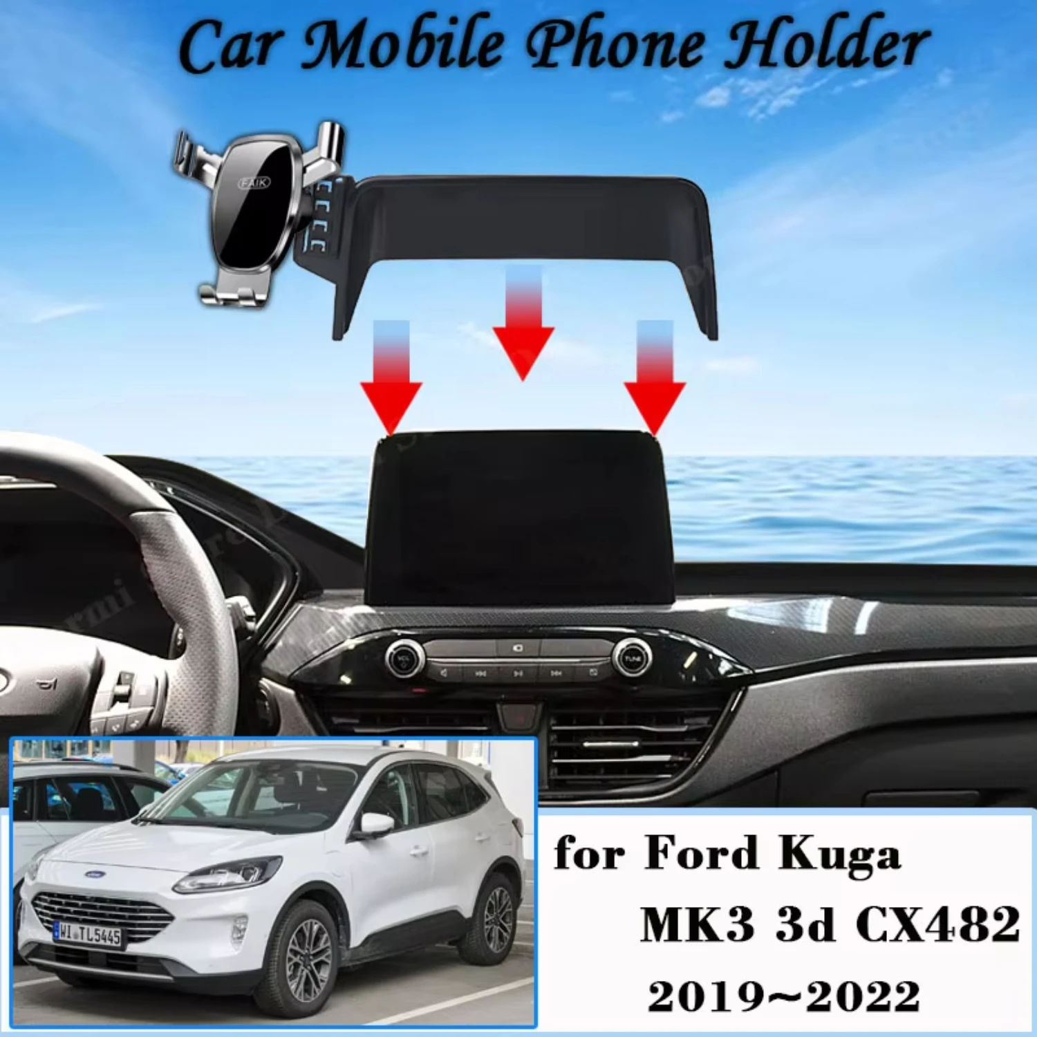 Kuga MK3 3d ST-Line 2019~2022  Car Mobile Phone Holder GPS Bracket Gravity Mount Support Auto Stand Accessories