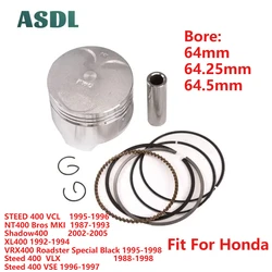 64mm 64.25mm 64.5mm Motorcycle Engine Piston and Piston Rings Set for Honda Steed Bros 400 Shadow 400 Piston & Rings Kit STD