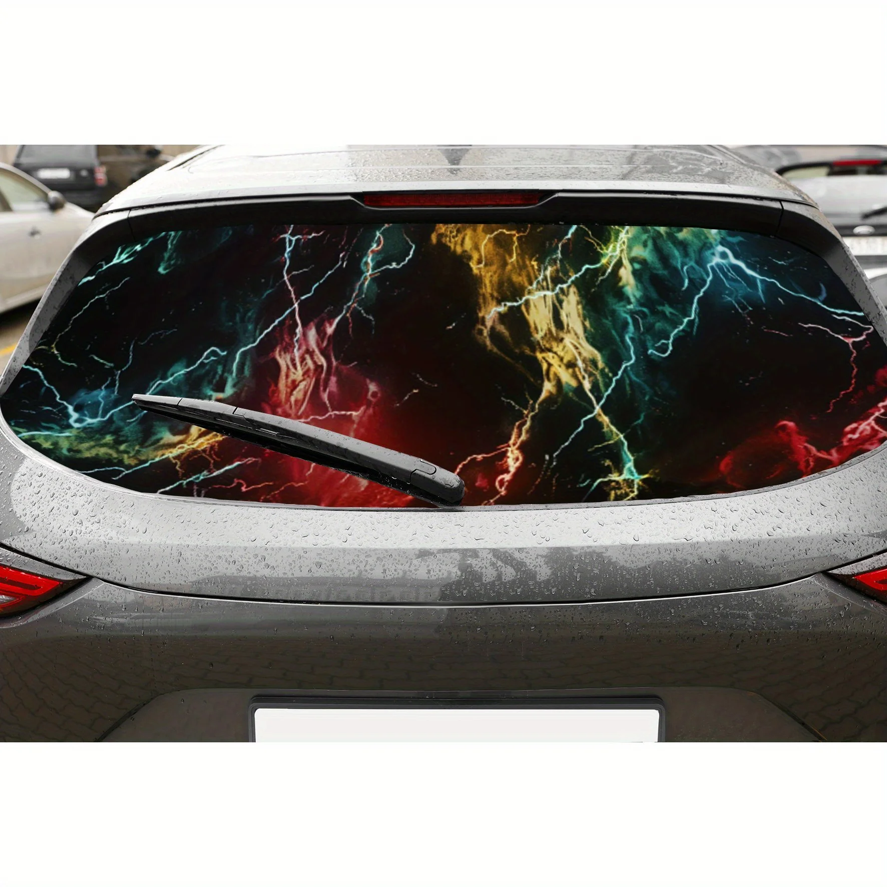

Colorful Lightning Streaks Dance Car Rear Window Vinyl Wraps, Waterproof Self-adhesive Car Vinyl Wraps, Surface Protection, Pers