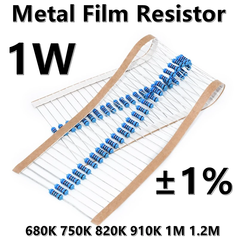 (50pcs) 1W Metal Film Resistor 1% five color ring precision resistor 680K 750K 820K 910K 1M 1.2M
