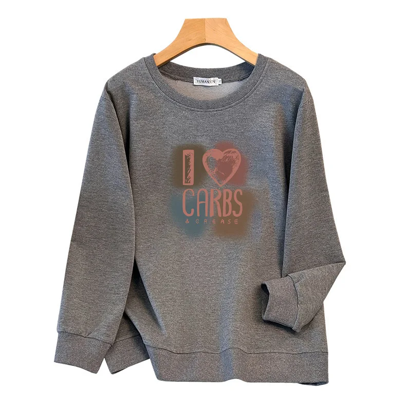 Picture 6: 175Kg Plus Size Women's Bust 170 Autumn Loose Round Neck Long Sleeved Printed Sweatshirt Black Gray 4XL 5XL 6XL 7XL 8XL 9XL