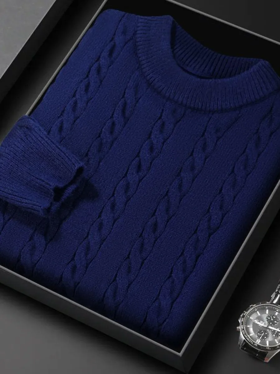 

Мужской вязаный свитер премиум-класса на осень-зиму, с круглым вырезом, длинными рукавами, повседневный, стандартного кроя