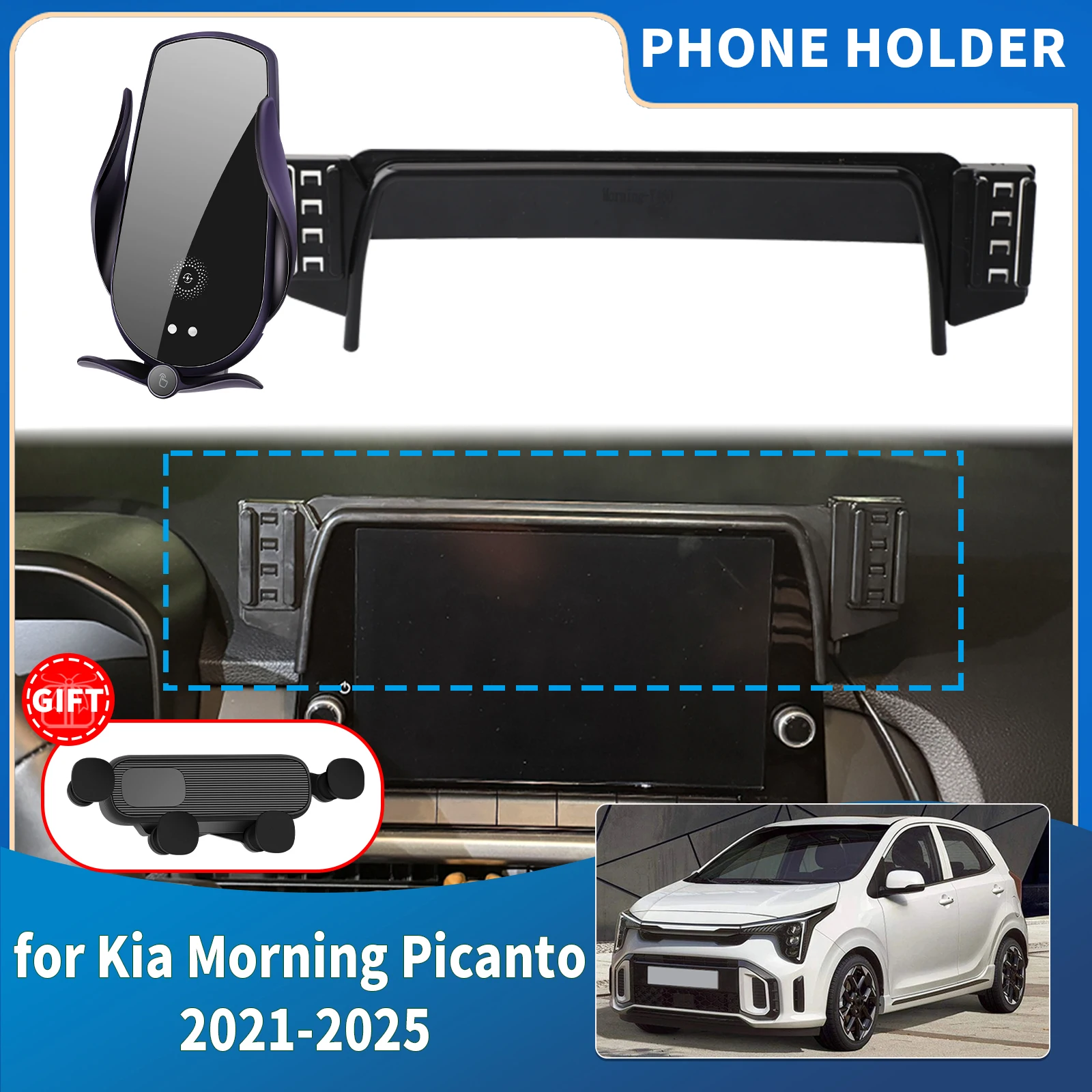 

for Kia Morning Picanto 2021 2022 2023 2024 2025 Integrated Screen Mount Phone Holder Mount Car accessoires