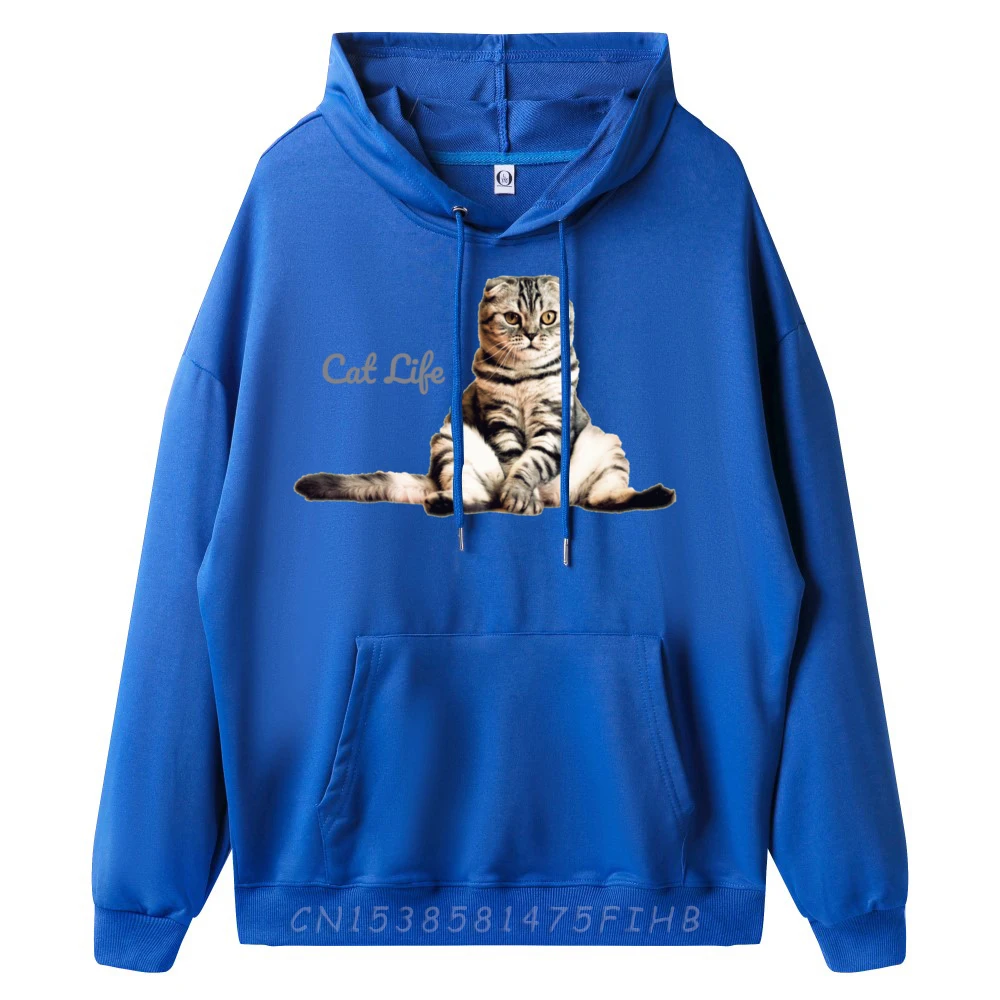 Funny Cat with Stirpes Sitting and Enjoying Life Graphic Tees Men Fashionable and trendy Sweatshirts 4TH of July