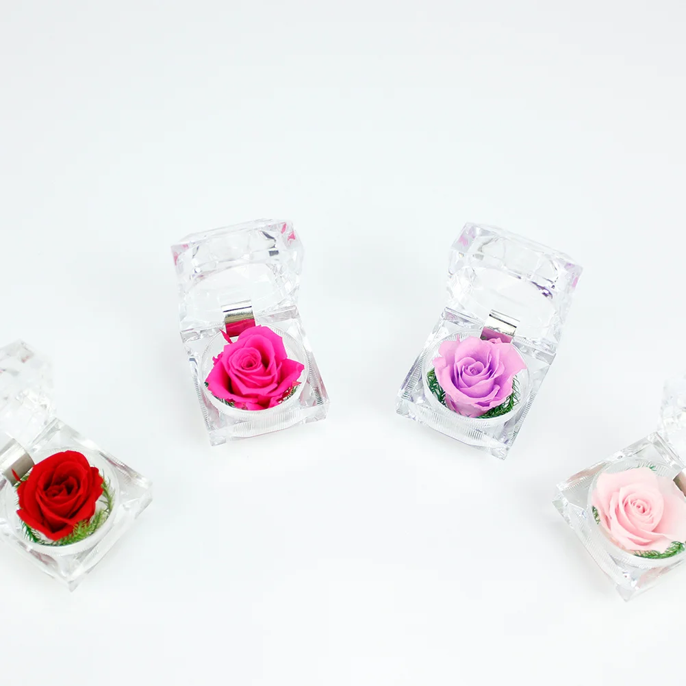 1 pçs eternidade rosa preservada flor luz roxa decoração para sala de estar quarto aniversário de casamento rosa presentes