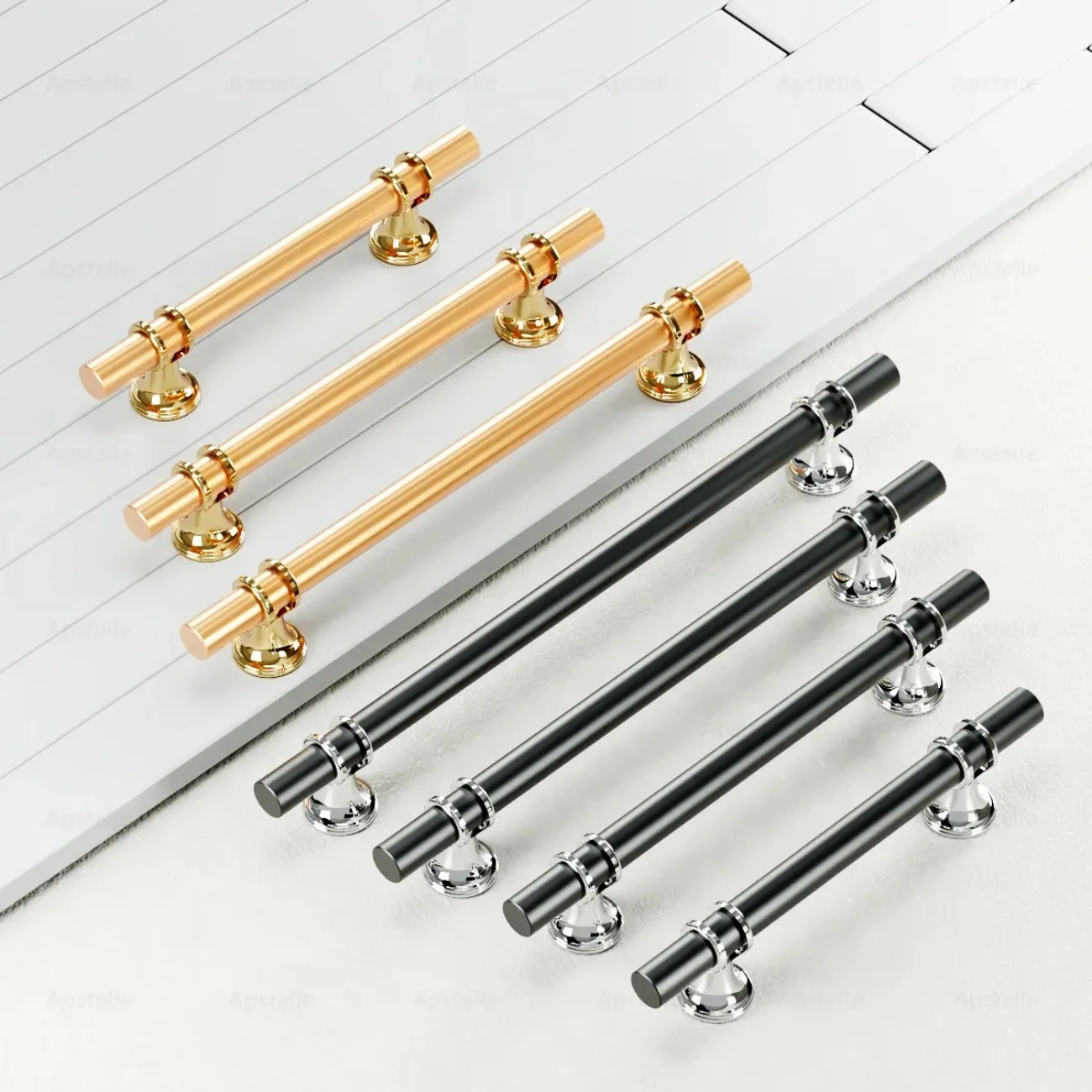 Nordic Closet Door Handle Color Block Round Tube Bell Foot Pull Stainless Steel Cupboard Drawer Grip Wardrobe Knob