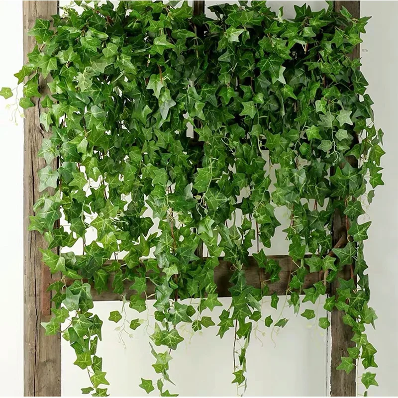 1pcs Artificial Vine Plants Hanging Large Bundle Ivy Leaf Green Plant Plastic Vine Plant Leaf Home Wedding Garden Tube Deco