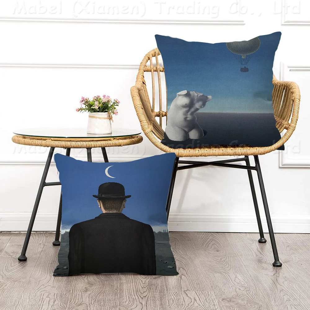 

Rene Magritte Painting Surrealism Personalized Picture Text Home Decorative Pillows Household Gifts 45x45cm