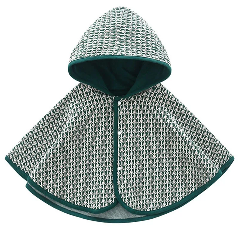 

Spring Autumn Newborn Girls Coats Korean Fashion Plaid Hooded Cute Knitted Shawl Cloak Baby Items Korean Toddler Jacket B157