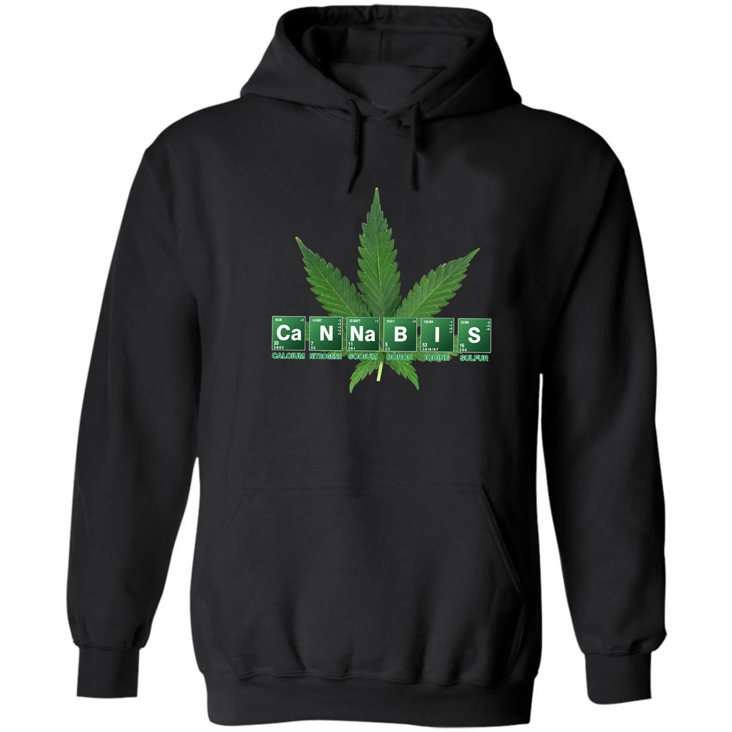 Cannabis Periodic Table Funny Weed Marijuana Pullover Hoodie 100% Cotton Comfortable Casual Mens Sweatshirts Fashion Streetwear