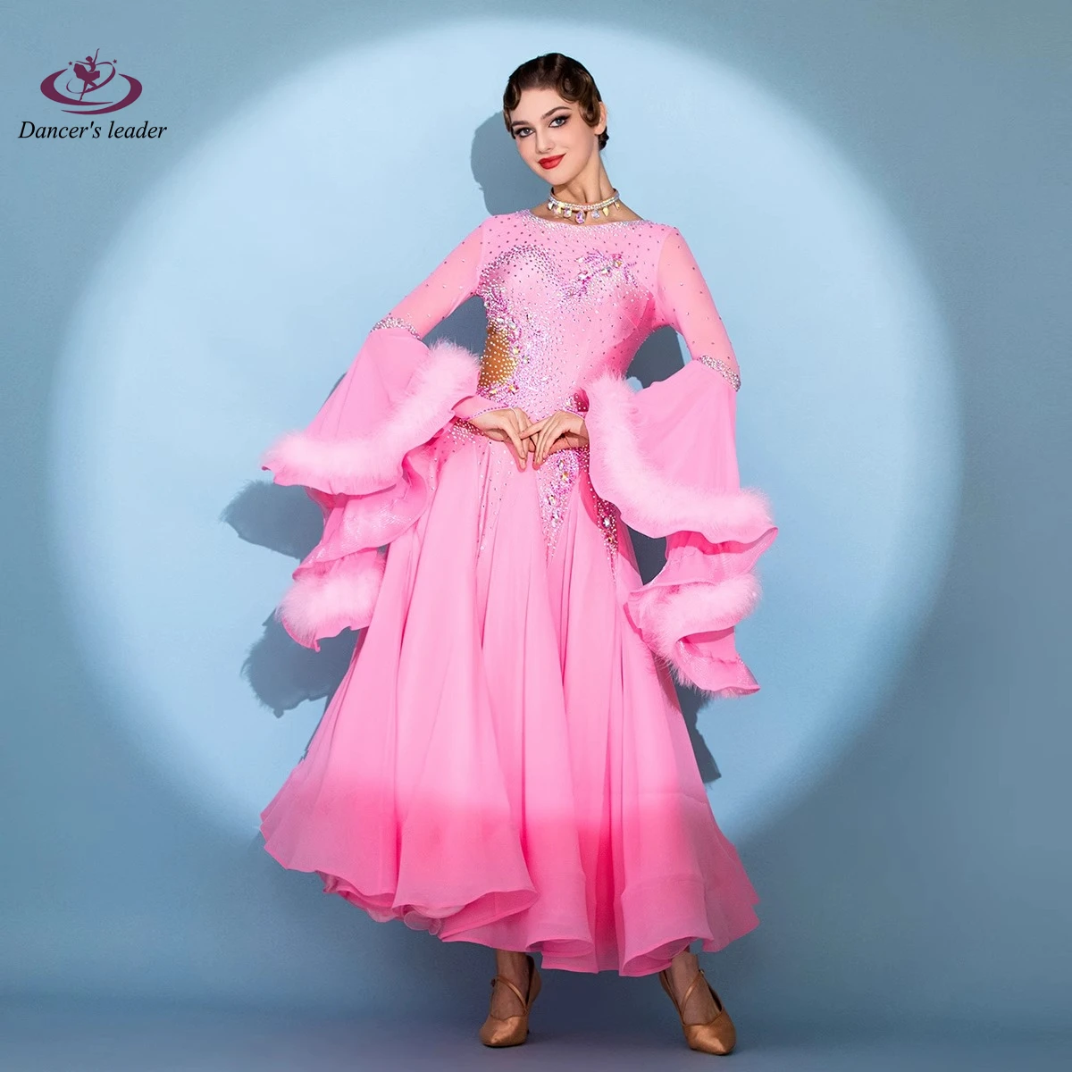 Latin Dance Diamond Female Adult Children High end Customized Heavy Industry Modern Fluffy Waltz Performance High Flash Dress