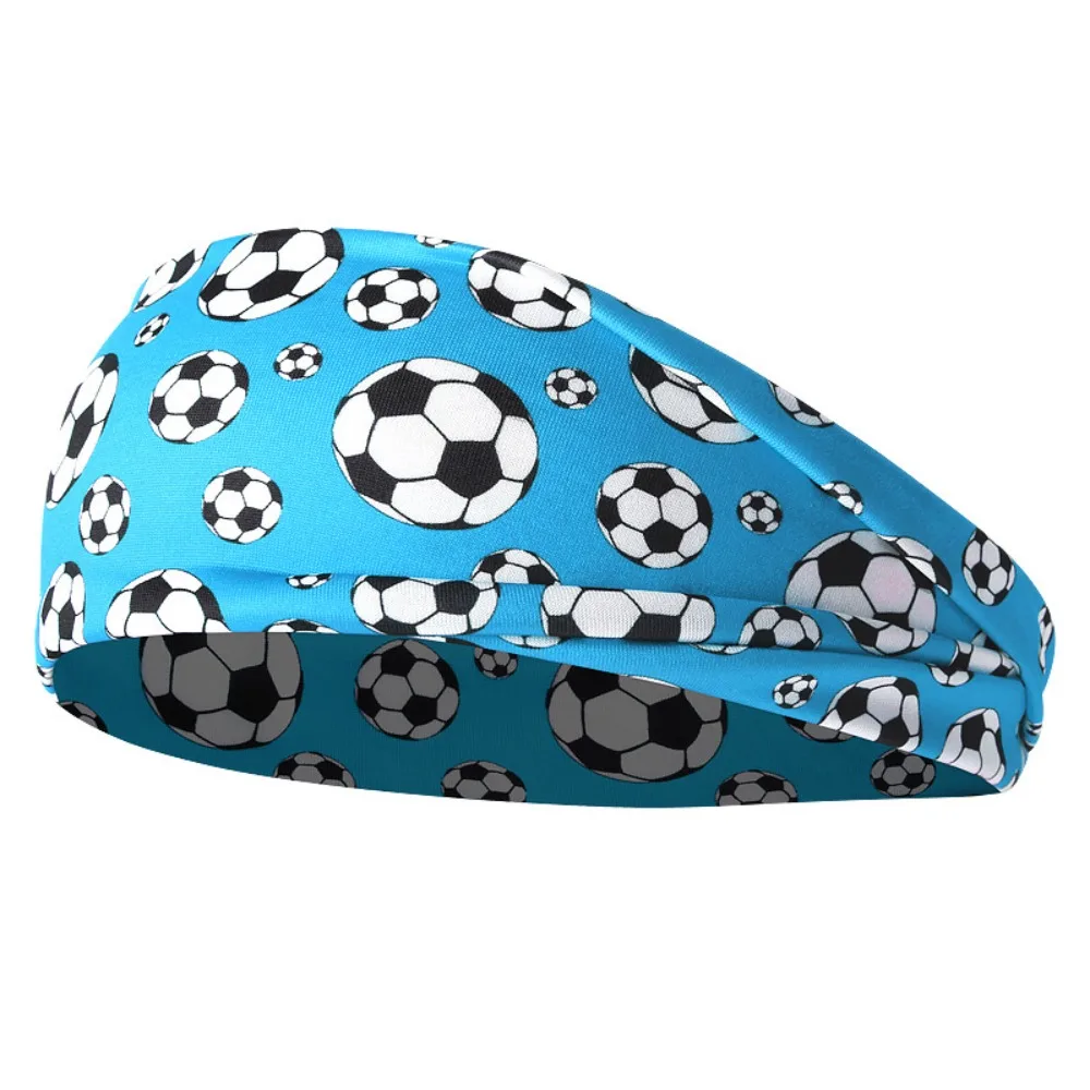 Banda para el sudor con estampado de fútbol, ​​diadema elástica y transpirable para deportes, pañuelo para la cabeza ajustable, bandana de fútbol unisex