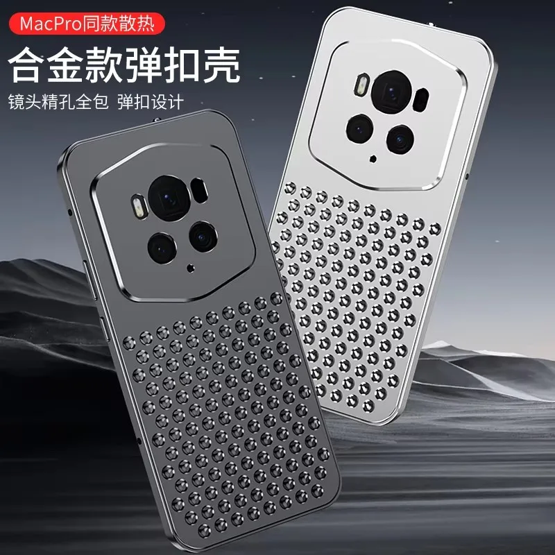 

Aluminum Alloy Heat Dissipation Case For Honor Magic 6 Pro Cooling Metal Honeycomb Holes Breathable Cover Magic 6 RSR 6Pro Coque